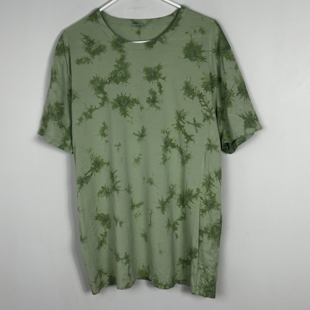 Lululemon Mens T-Shirt XL Fundamental Tie Dye Green Short Sleeve Activewear